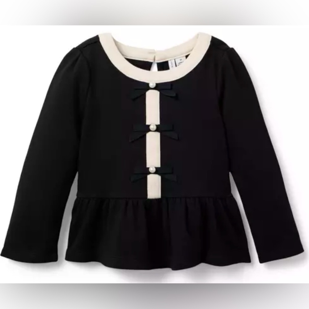 Janie and Jack - Bow Peplum Top - Black